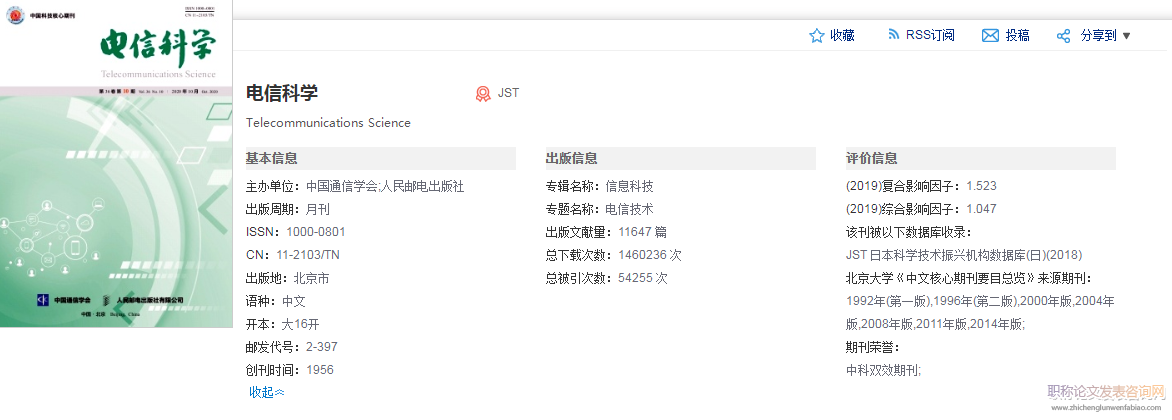 电信科学期刊投稿好发表吗